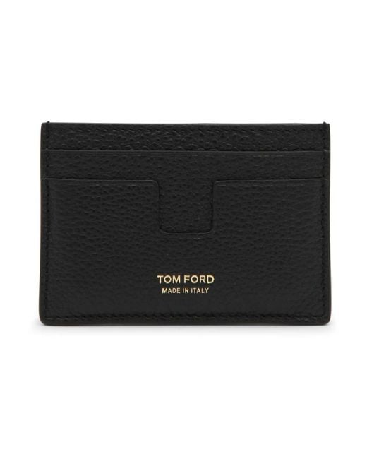 Portafoglio in pelle nera con stampa logo di Tom Ford in Black da Uomo