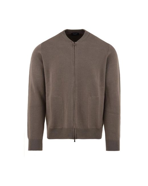 Drumohr Full-Zip Gebreide Bomber in het Brown voor heren