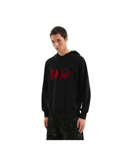 1989 STUDIO Hoodies & Sweatvesten ,Zwart ,Zwarte Hoodie Sweater in het Black voor heren