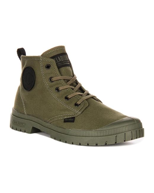 Palladium Green Lace-Up Boots for men