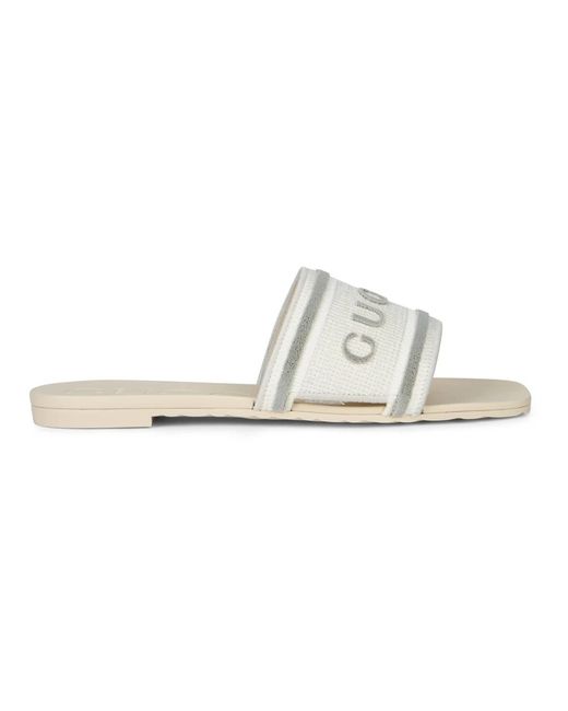 Gucci Cotton Sliders in het White
