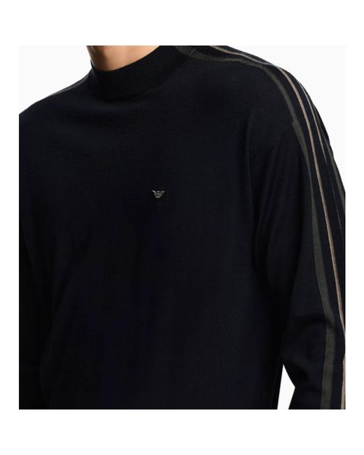 Emporio Armani Blue Round-Neck Knitwear for men