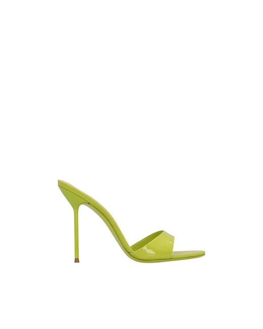 Paris Texas Yellow Heeled Mules