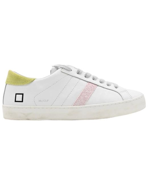 Bianco giallo hill low sneakers di Date in White