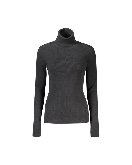 Calvin Klein Black Schwarzer Baumwoll Damen Pullover Rollkragen