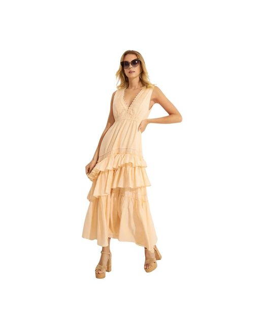LoveShackFancy Kleedjes ,Jordie Maxi Jurk in het Metallic