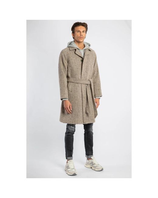 Tagliatore Brown Belted Coats for men