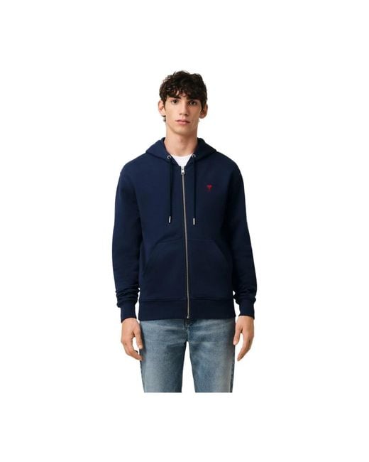 AMI Cotton Ami De Coeur Hoodie in het Blue voor heren