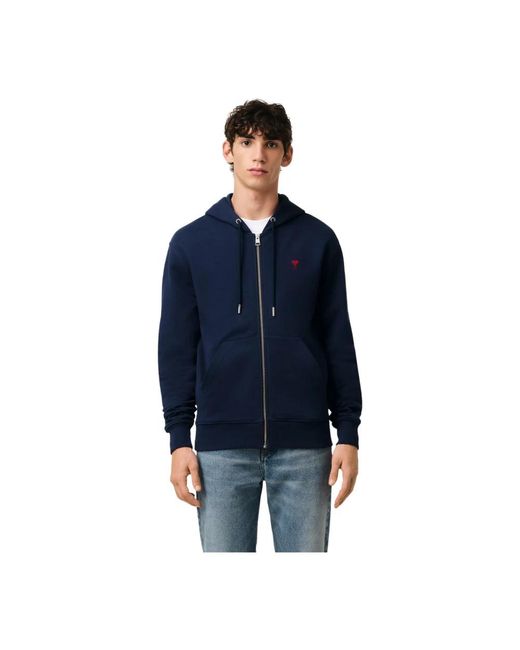 AMI Hoodies & Sweatvesten ,Blauw ,Katoen Cotton Ami De Coeur Hoodie in het Blue voor heren