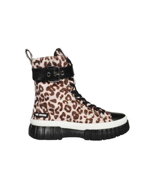Love Moschino Black High-Top Lace-Up Sneakers