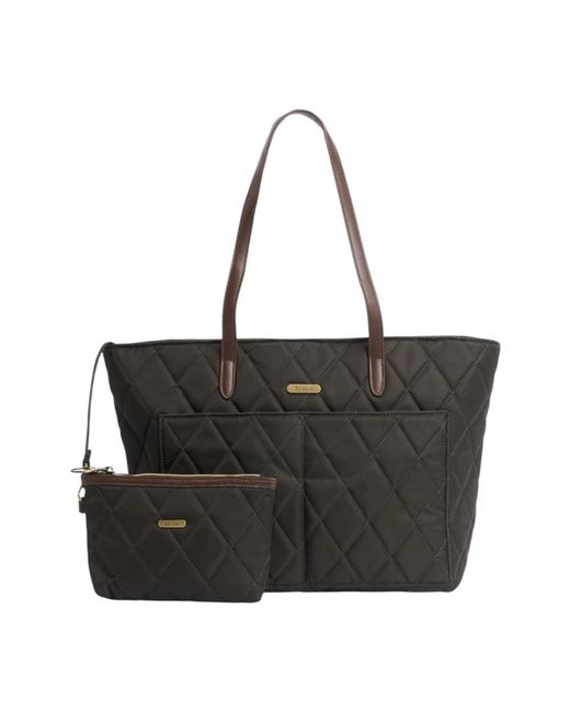 Barbour Black Gesteppte Tote Bag
