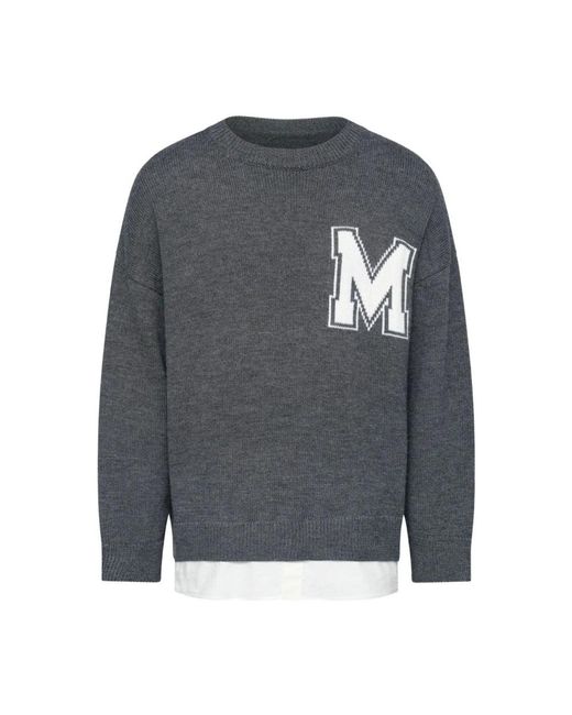 MM6 by Maison Margiela Gray Round-Neck Knitwear for men