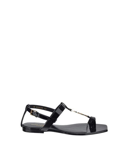 Saint Laurent Black Flat Sandals