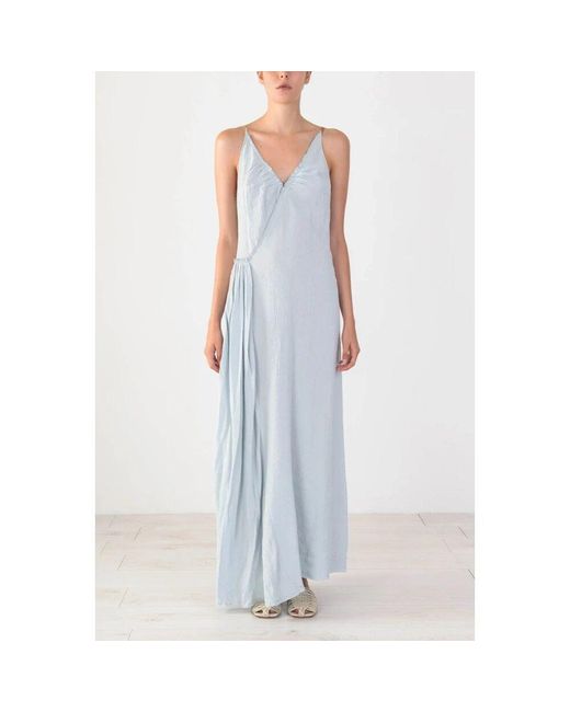 Alysi Blue Asymmetrisches kreppkleid mit gerafftem ausschnitt