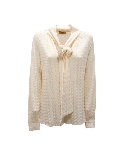 PHO® Firenze Overhemden ,Wit ,Blusa Wo Knitted Blouse 4322144 in het Natural
