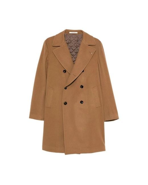Tagliatore Brown Double-Breasted Coats for men