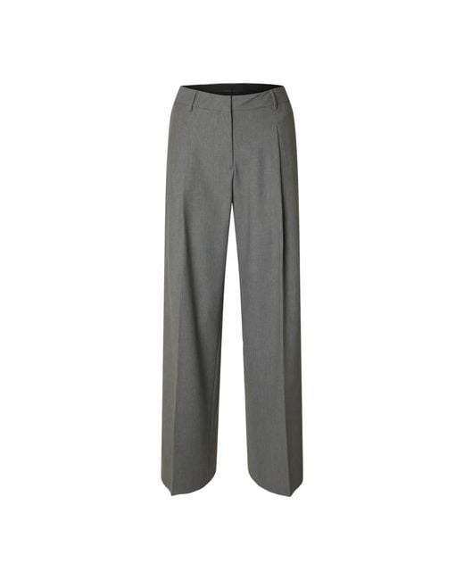 SELECTED Broeken ,Grijs ,Wol Grijze Wide-Rita Lano Broek in het Gray