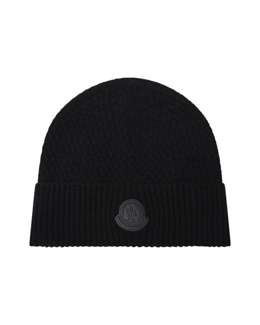Moncler Black Rippstrick-Mütze