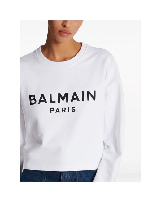Balmain White Paris Sweatshirt