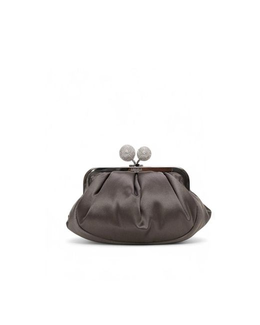 Weekend by Maxmara Brown Kleine Schultertasche Aus Satin Mit Strasssteinen