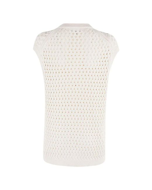 Theory White Gestricktes Ärmelloses Top Naturfarbe