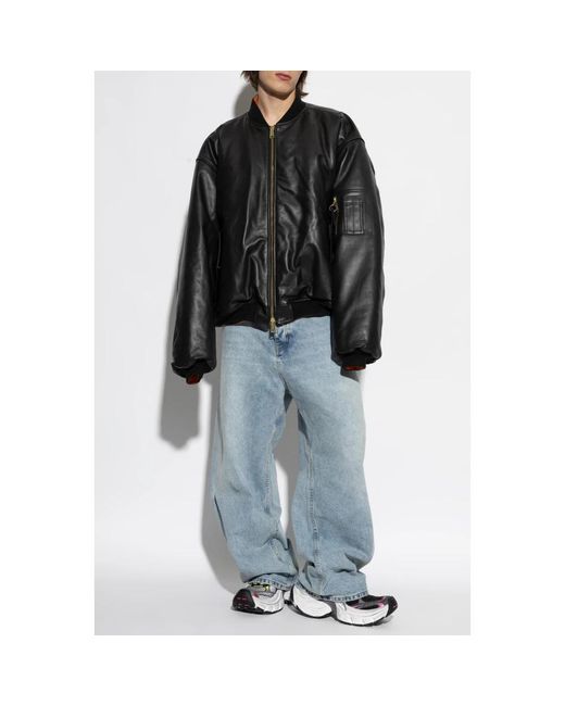 Vetements Jassen ,Zwart ,Leer Leren Jas in het Black voor heren