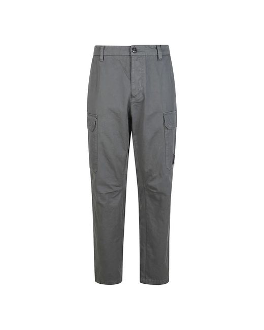 C P Company Gray Straight Trousers for men