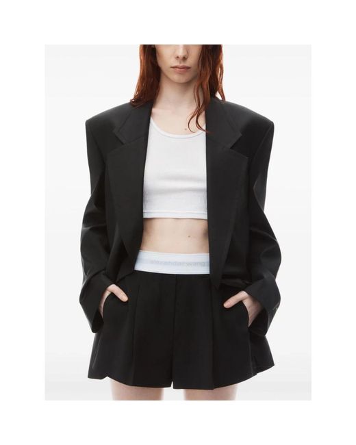 Alexander Wang Rokken ,Zwart ,Wol Zwarte Wolmix High-Rise Shorts in het Black