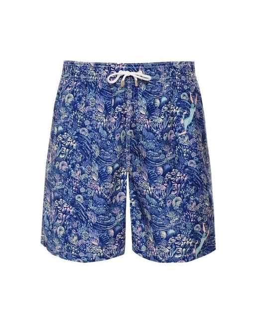 Hackett Badmode ,Veelkleurig ,Coral Diver Zwemshorts in het Blue voor heren