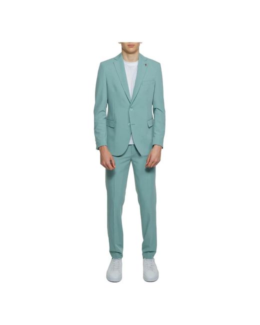 MULISH Kostuums ,Groen ,Polyester Groen Lapel Kraag Pak Voor Mannen in het Blue voor heren