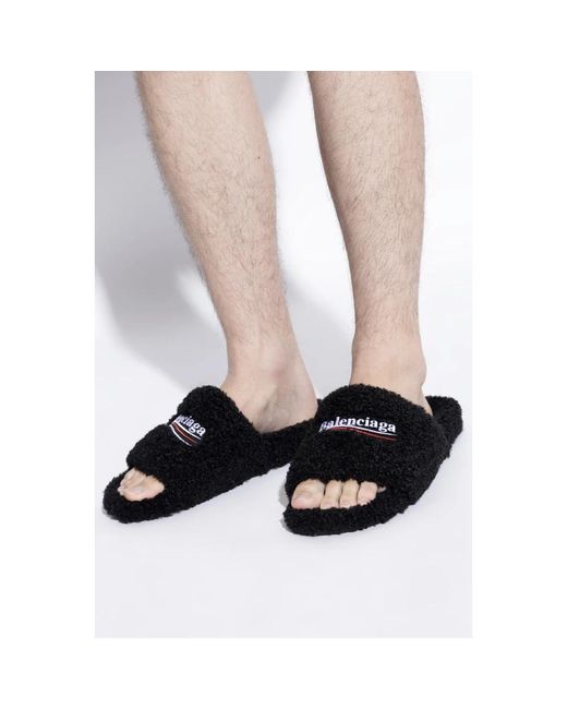 Balenciaga Black Sliders for men
