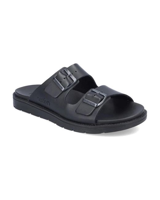 Rieker Black Sliders for men