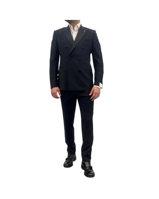 Double Breasted Suits Luigi Bianchi de hombre de color Blue