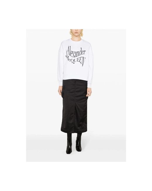 Alexander McQueen White Weißer crewneck sweatshirt mit logo-print