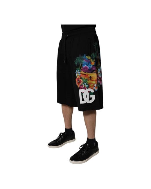 Dolce & Gabbana Black Long Shorts for men
