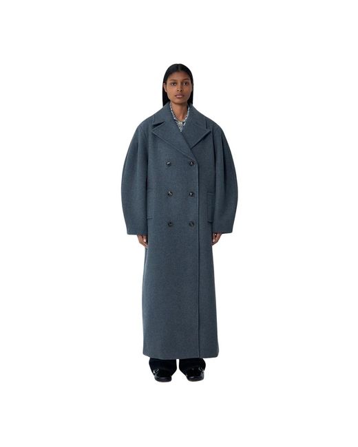 Double-Breasted Coats Ganni de color Blue