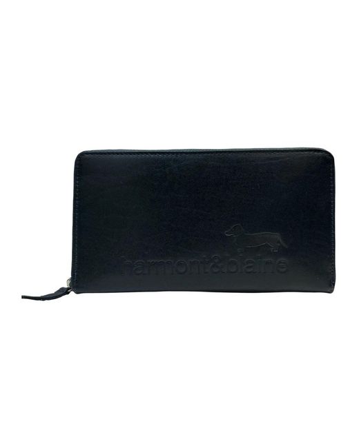 Harmont & Blaine Accessoires ,Blauw ,Leer Blauw Leren Ritsportemonnee in het Black voor heren