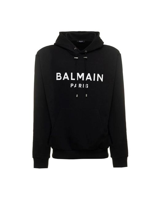 Felpaera con cappuccio e stampa del logo di Balmain in Black da Uomo