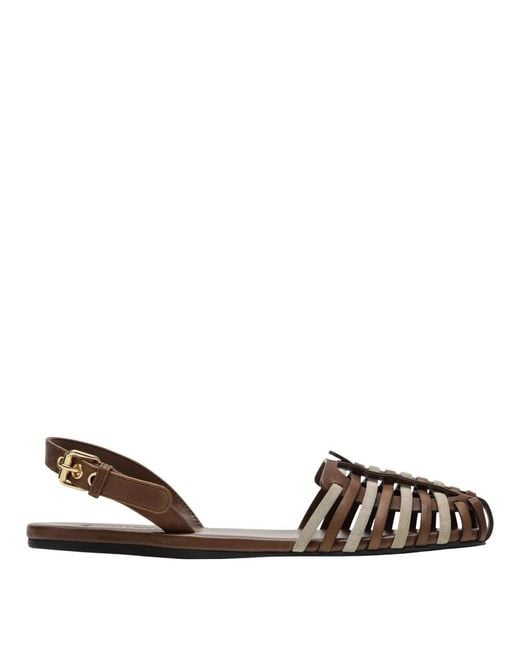 Miu Miu Brown Leather Strap Sandals
