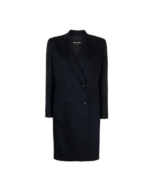 Giorgio Armani Black Double-Breasted Coats