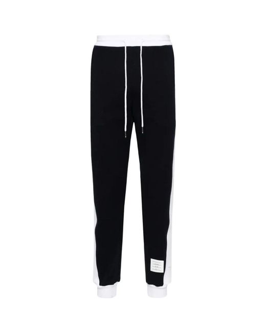Thom Browne Klassieke Loopback Jersey Sweatpants Met 4 Bar in het Black voor heren