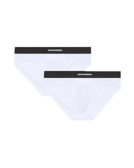 DSquared² Ondergoed ,Wit ,Katoen Katoenen Elastische Taille 2-Pack Ondergoed in het White voor heren