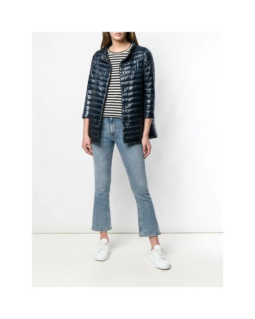 Herno Blue Nylon Midi Down Jacket