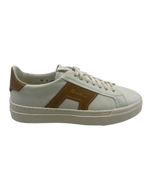 Santoni Leather Sneaker in Gray für Herren