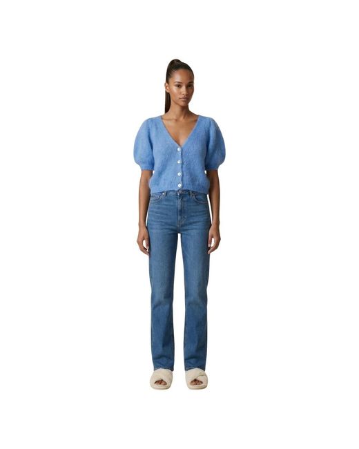 American Dreams Truien & Vesten ,Blauw ,Wol Hemelsblauw V-Hals Vest in het Blue