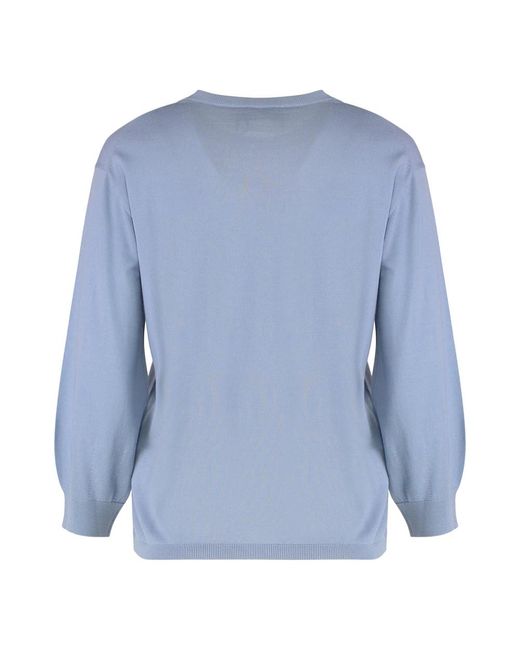Max Mara Blue Rippstrick Virgin Wool Pullover