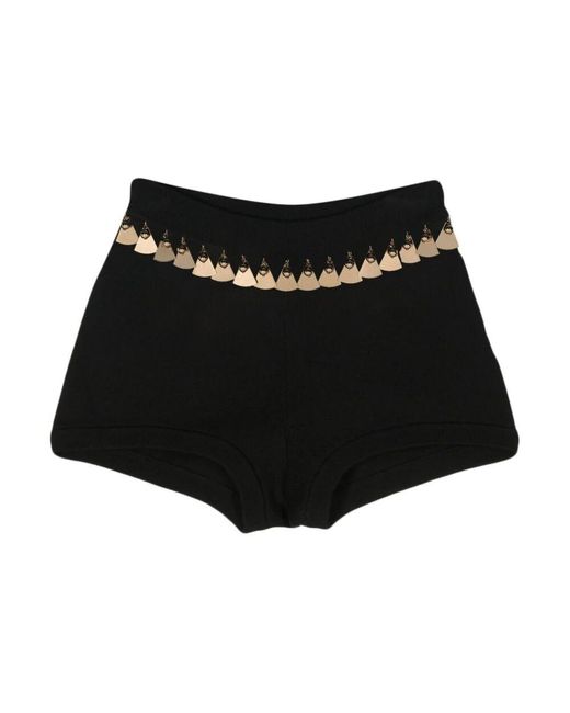 Rabanne Black Schwarze Mesh Mini Shorts Mit Goldgürtel