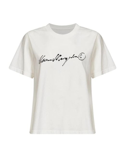 MM6 by Maison Margiela White T-Shirts