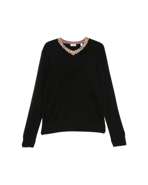 Burberry Black V-Neck Knitwear for men