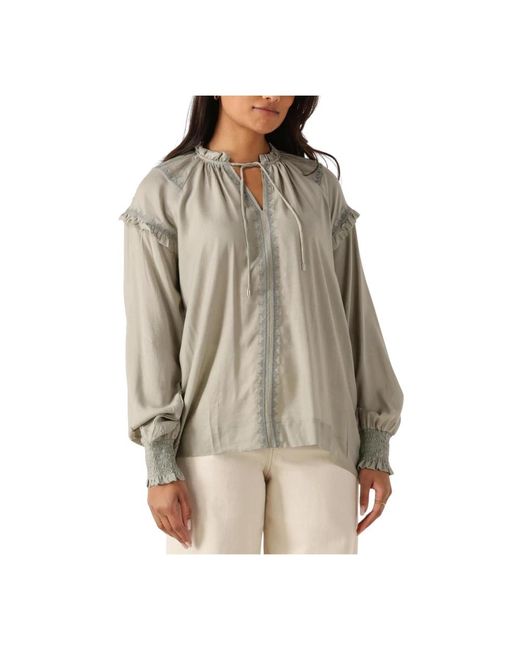 Mos Mosh Overhemden ,Khaki Geborduurde Blouse Voor Vrouwen in het Brown